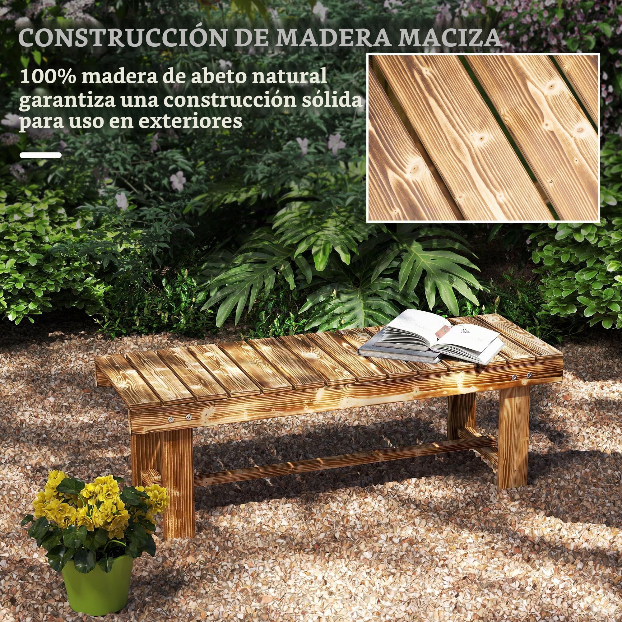 Outsunny Banco de jardín de 2 plazas de Madera, Resistente a la Intemperie, Muebles de jardín con Pintura Resistente al Agua, Banco de Parque, soporta 250 kg, Banco de Madera para balcón, terraza