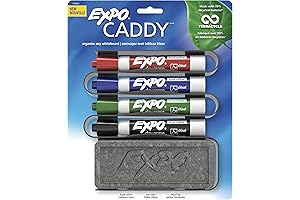 Expo Dry Erase Markers, Chisel Tip, Assorted Colors, 5-Piece, Eco-Friendly Caddy