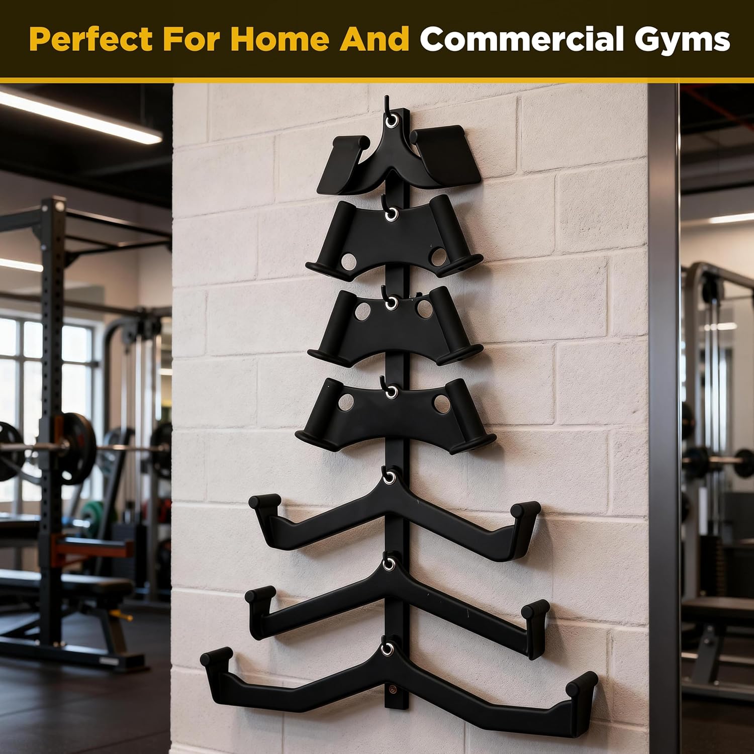 Magnetic grip stand shujia Wall Mount Pull Handle Rack – Heavy Duty Steel Wall-Mounted Bracket for Hanging Plastic-Coated Pull Handles, Strength Training & Home Gym Accessory