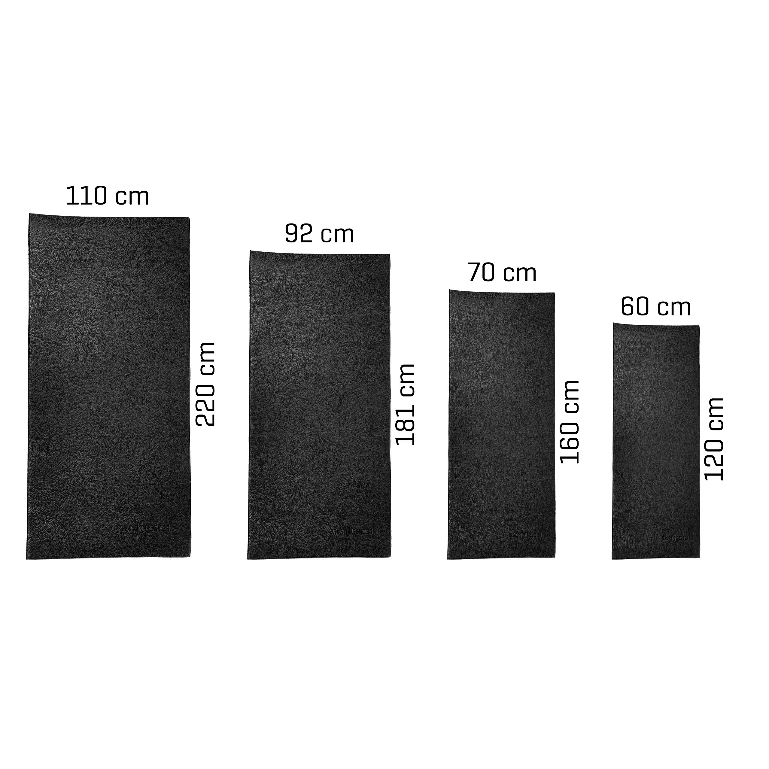 Sporttrend 24® Unterlegmatte 120cm, 160cm, 181cm, 220cm zum ausrollen in schwarz, 1,2cm Stärke | Laufbandmatte, Bodenmatte, Schutzmatte