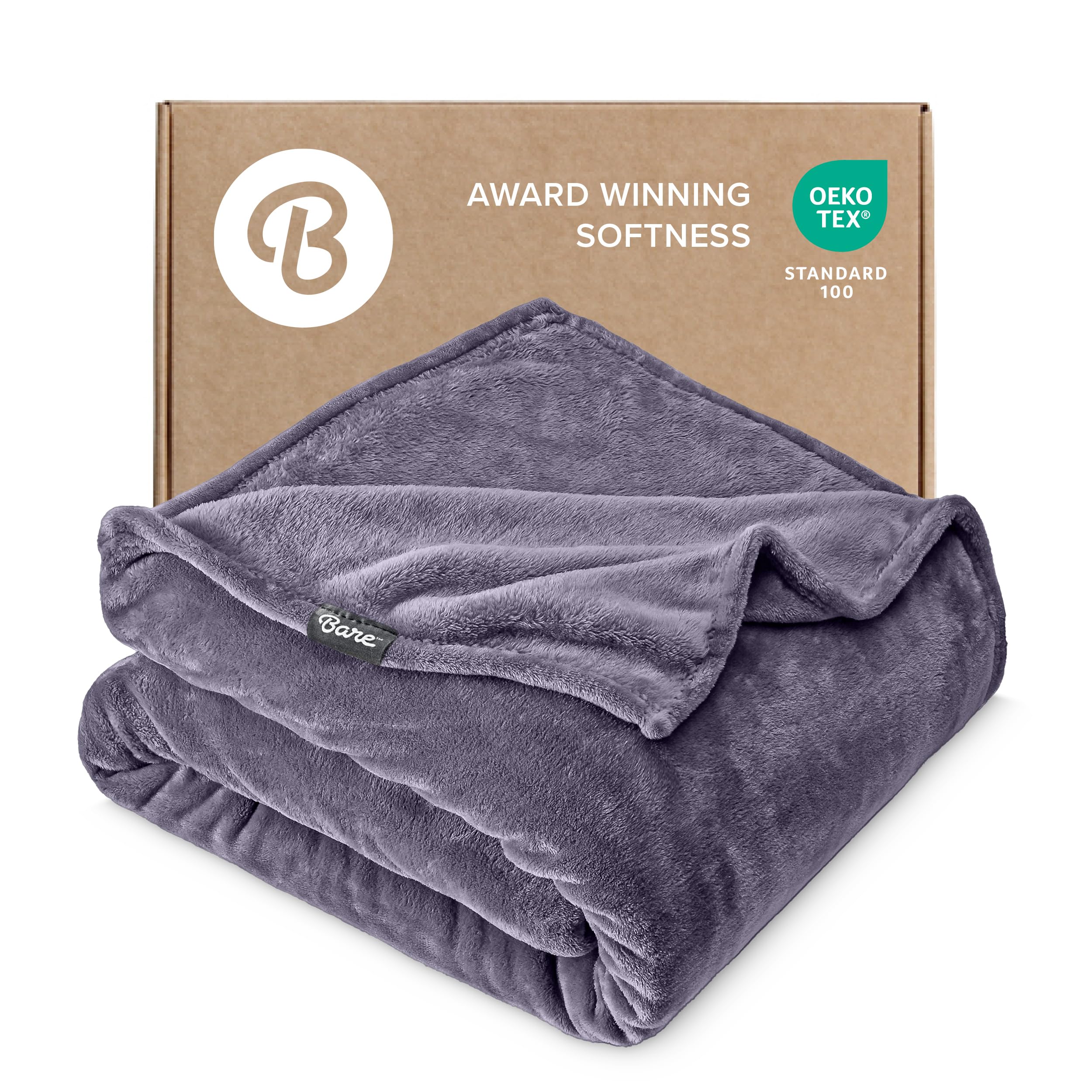 Bare Home Fleece Blanket Luxury Microplush (Throw, Dusty Purple)