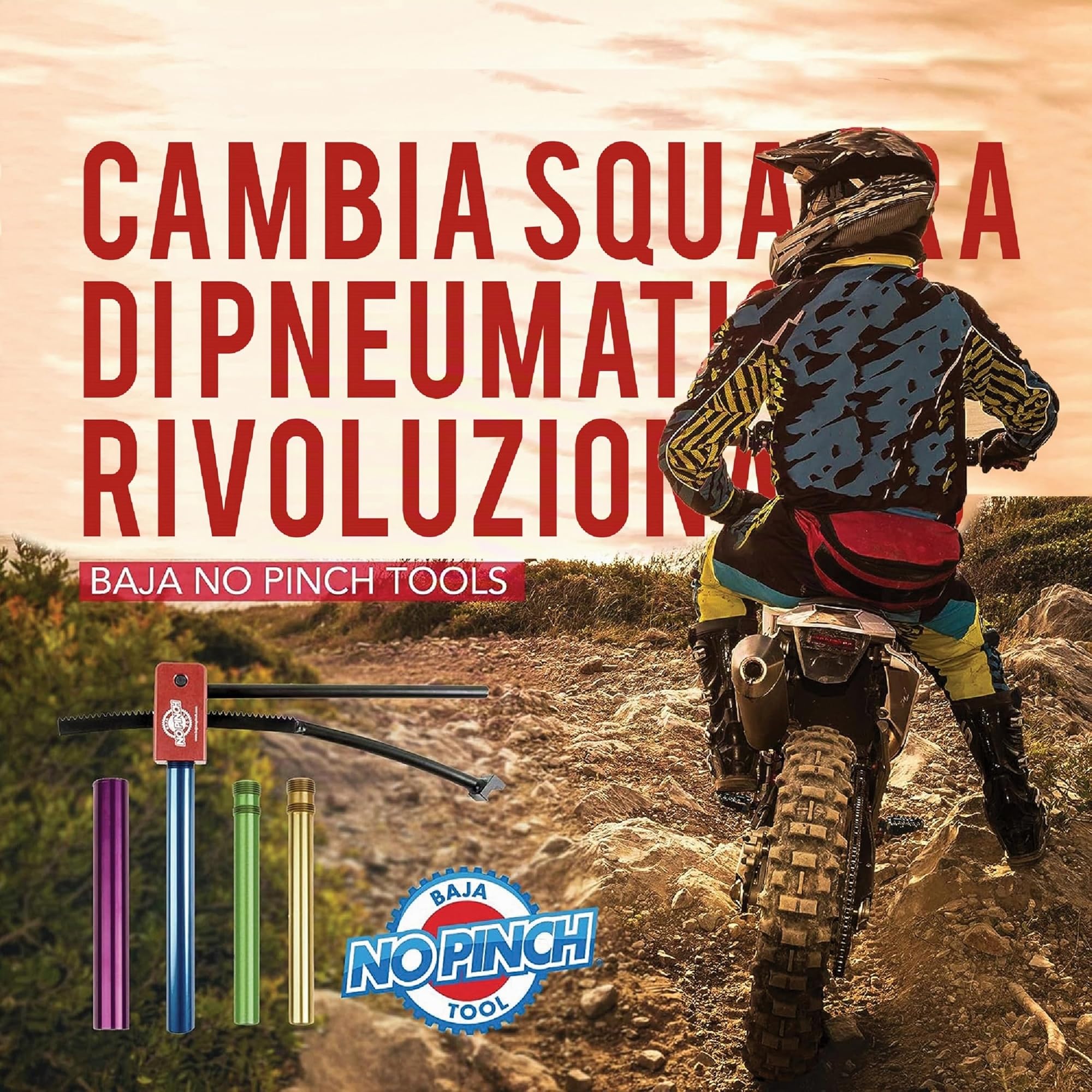 Kit Ultimate Baja No Pinch, Outil de Changement de Pneu Compact pour Motocross et Motos Tout-Terrain - Montez les Pneus Sans Pincer les Chambres à Air - Inclus Plusieurs Axes: 15mm, 17mm, 20mm, 25mm