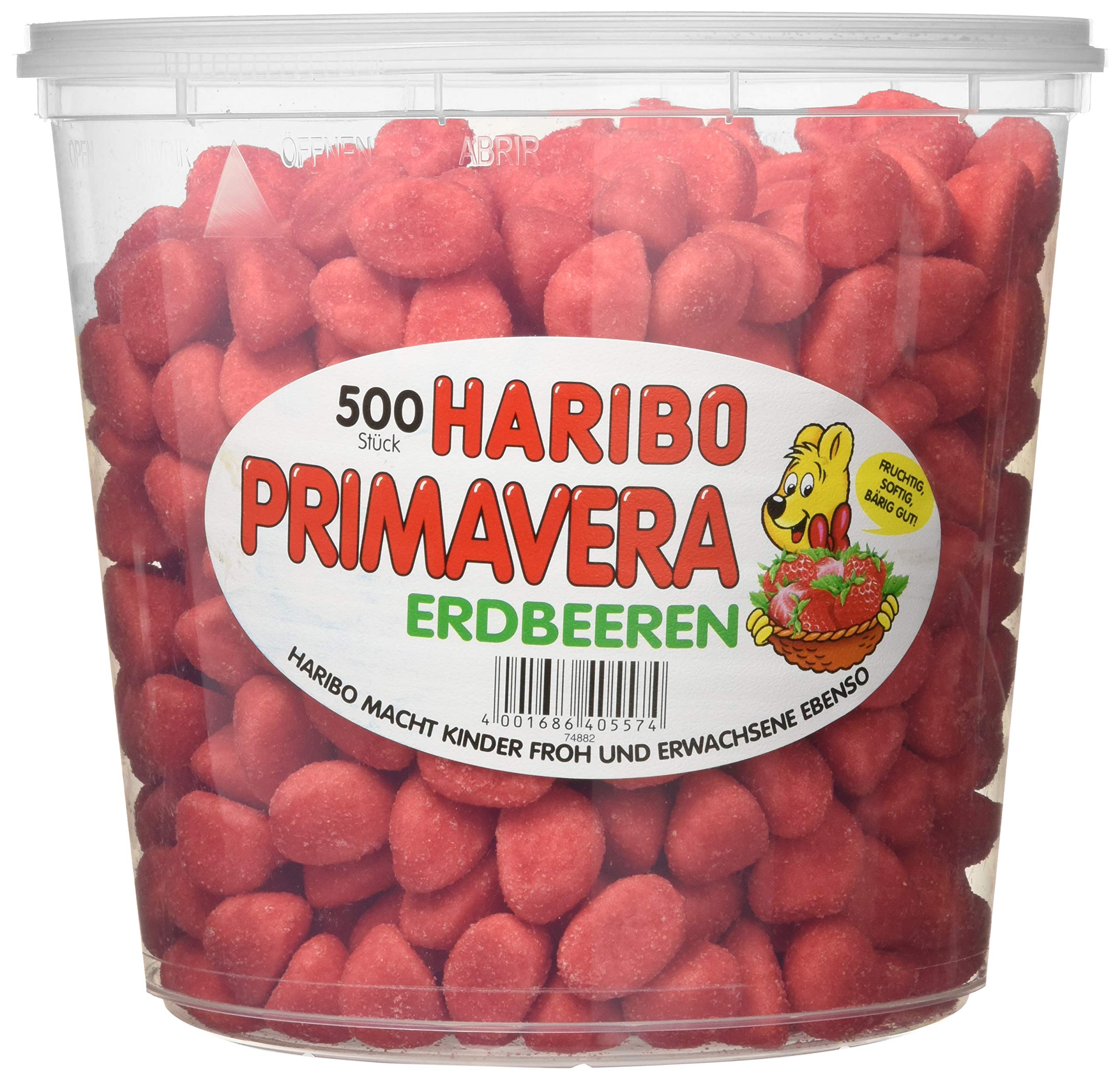 Haribo Erdbeeren Primavera 6 x 500 Stück in Rundddosen, je 1150g