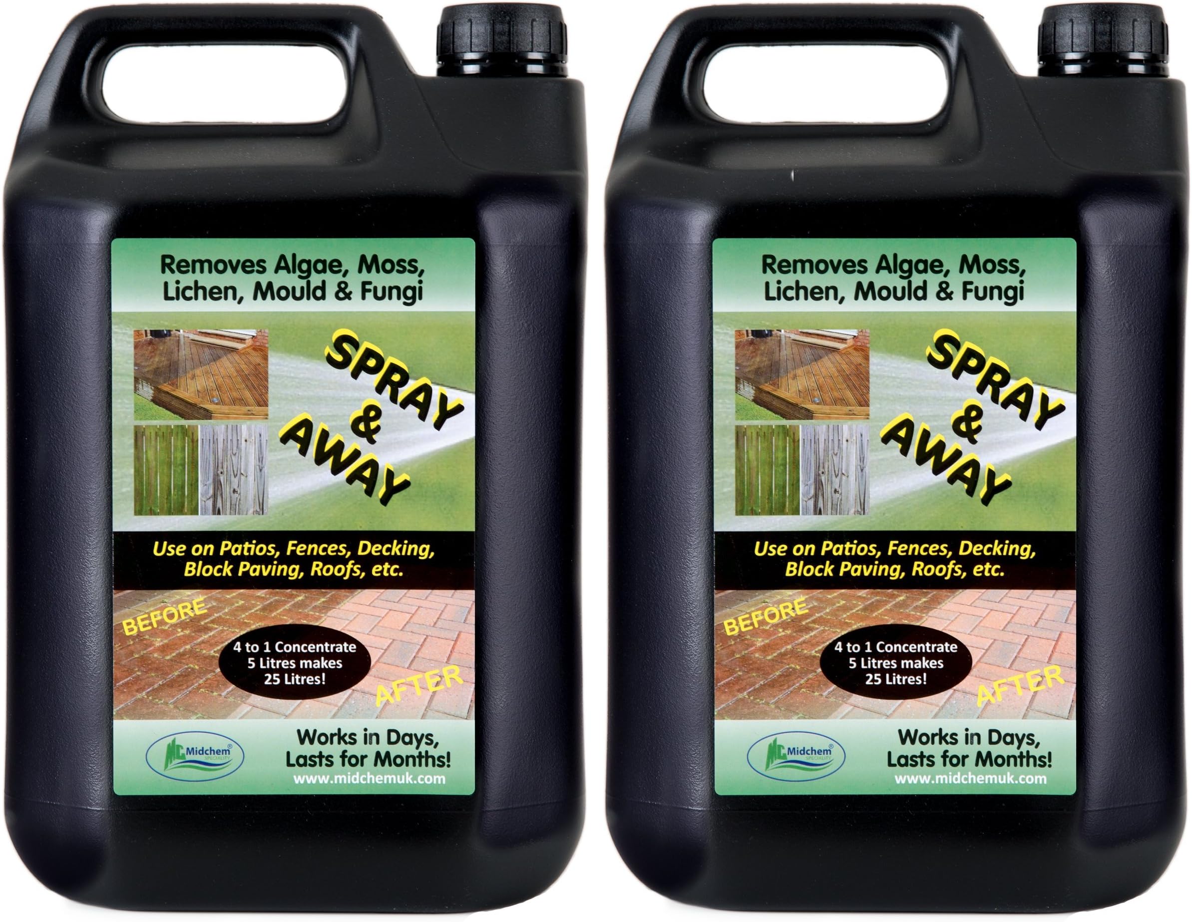 Midchem Speciality Black Spot Lichen Remover 2 x 5 Ltr Sandstone, Natural Stone, Drive & Patio Cleaner