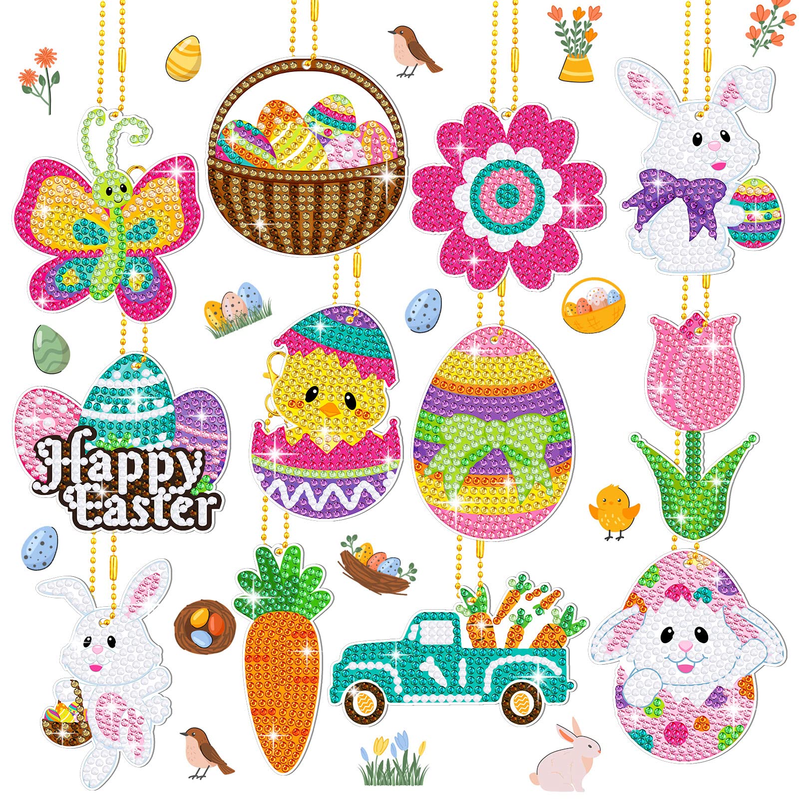 Snapklik.com : Ferraycle 12 Piece Easter Diamond Painting Kit 5d DIY ...