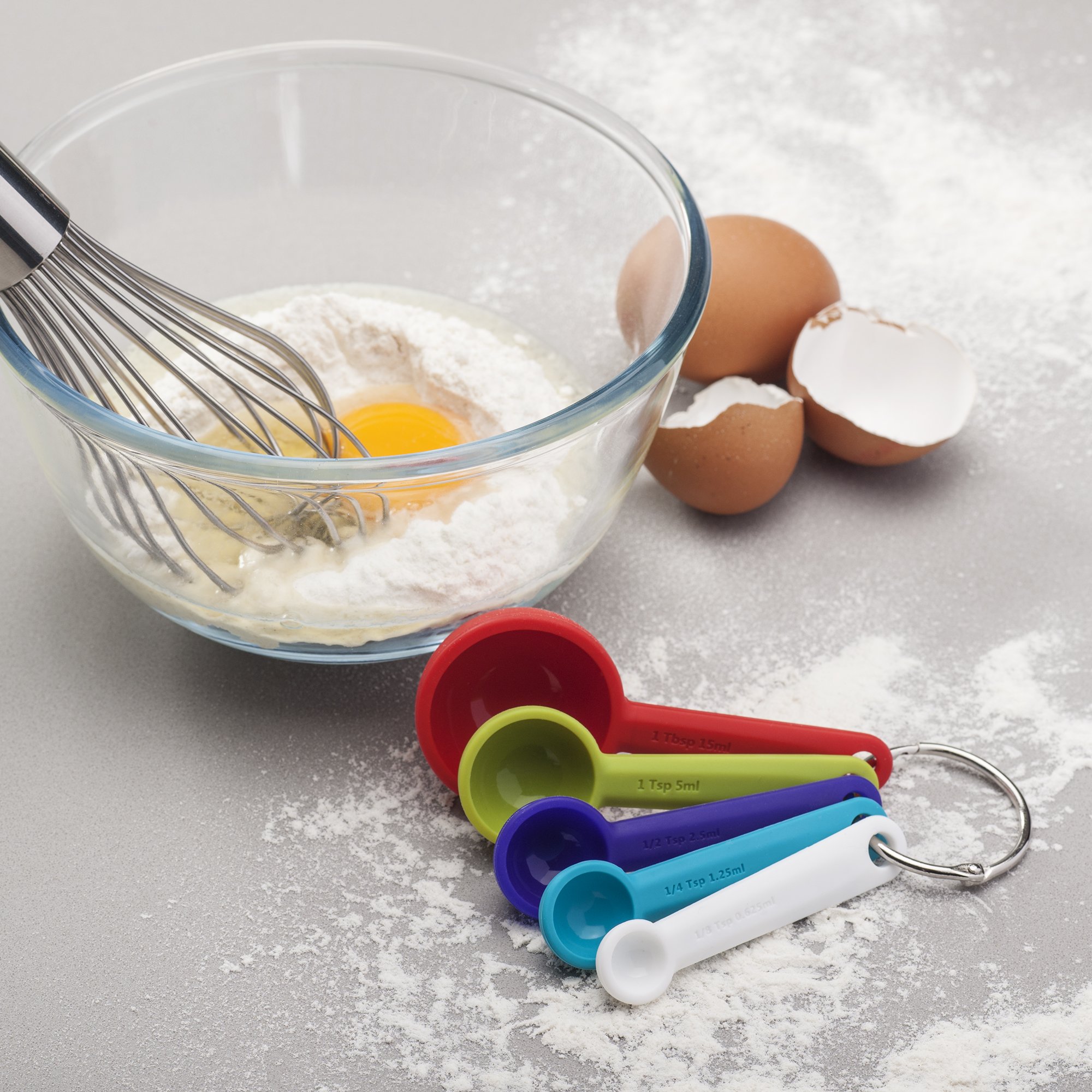 Zeal JSET13T Non-Stick Silicone Cooks Spoon & Measuring Spoon 2-Piece Set, Dark Grey/Bright Mix - Image 2