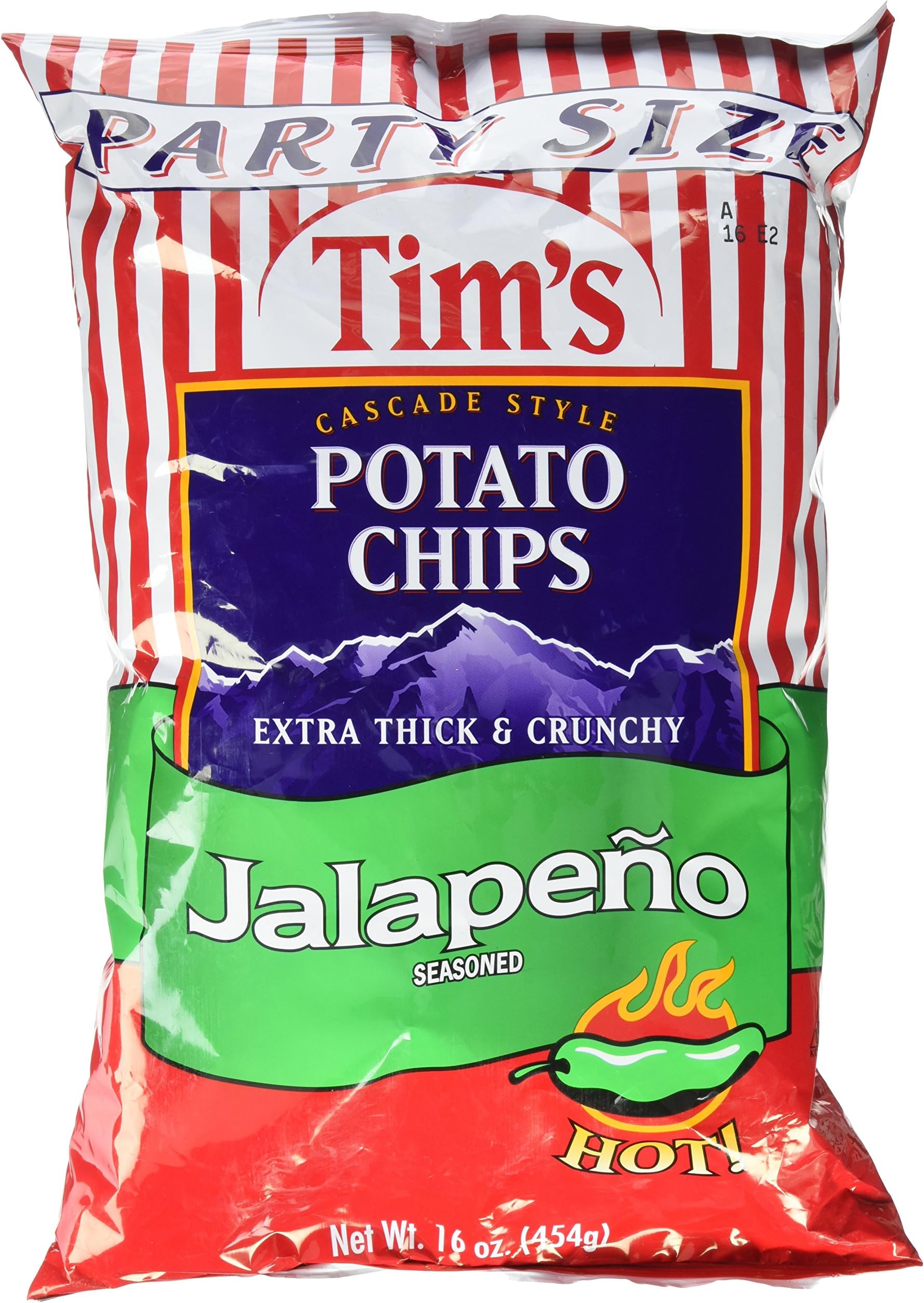 Tim's Cascade Style Potato Chips, Jalapeno, 16 Ounce