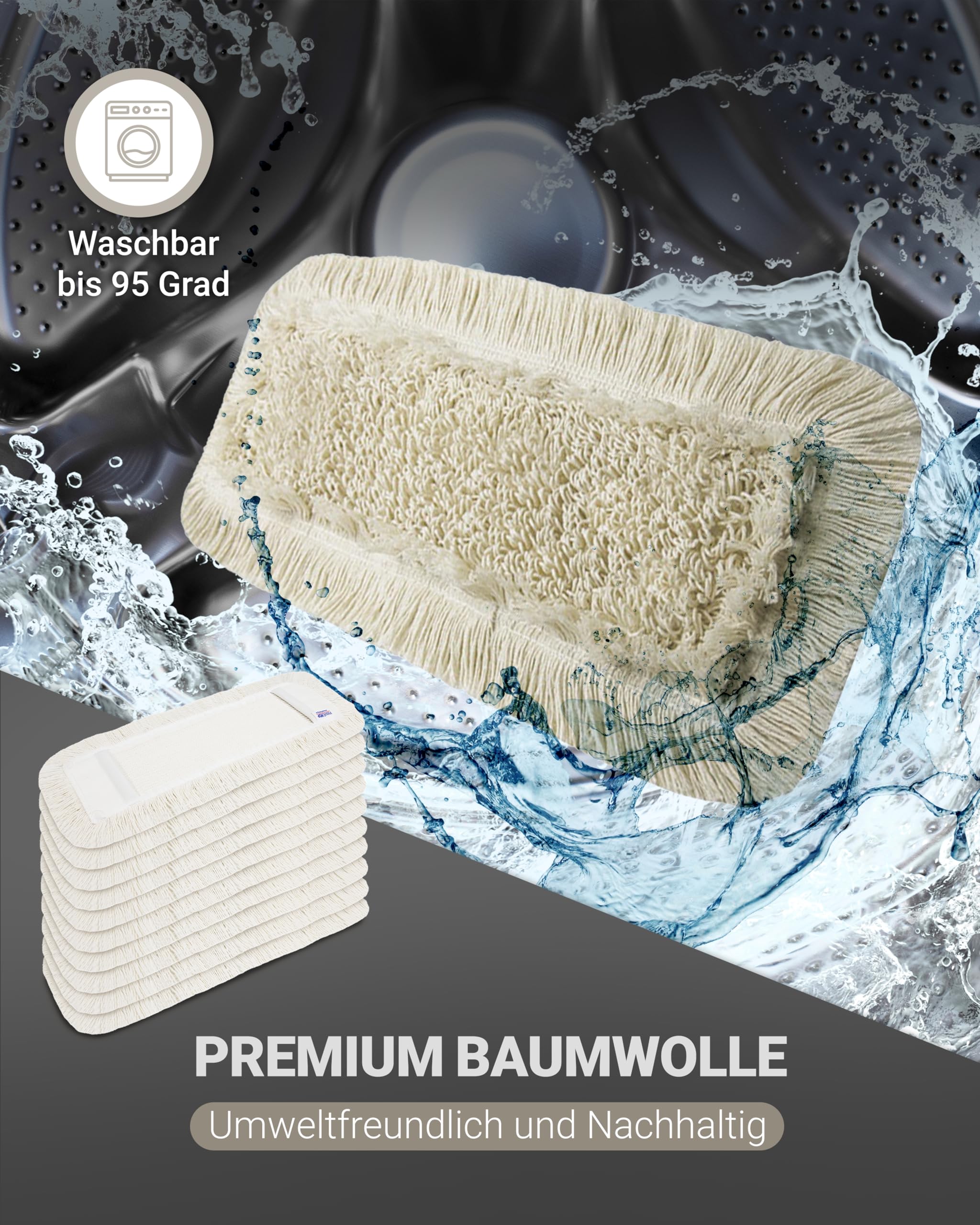 5 Profi Baumwolle Bodenwischer 40cm mit Außenfransen - Wischmopp Bezug für effektive Gewerbe- & Heimreinigung – Bodenwischer Bezug Langlebig & Waschbar