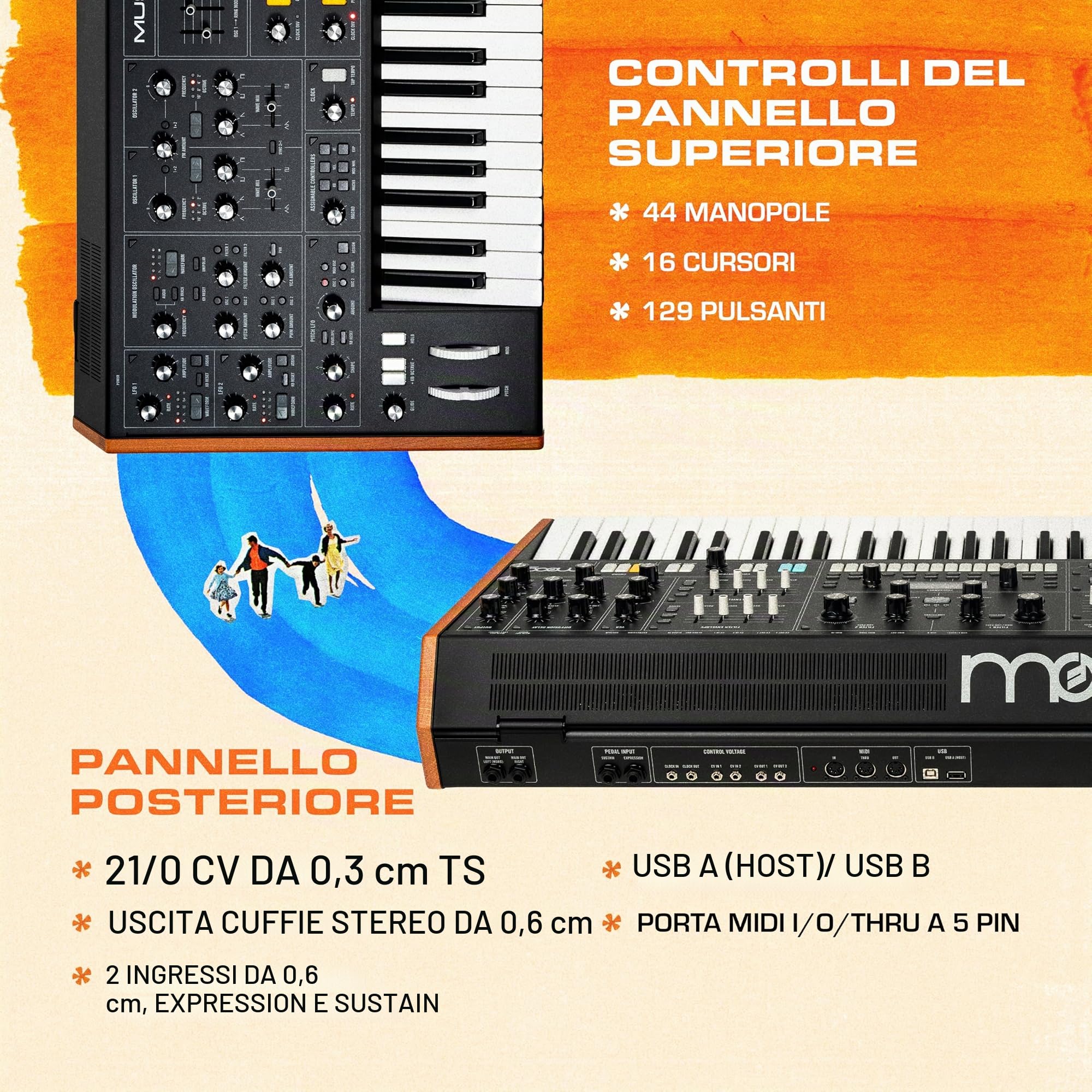 MOOG Muse - Synth Polifonico bi-timbrico Analogico a 8 Voci con 61 Note, Sequencer a 64 Step, 256 Patch e Diffusion Delay