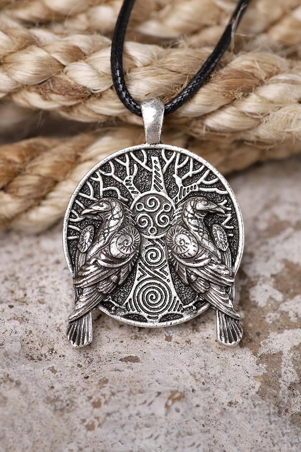 HAQUIL Raven Necklace, Viking Huginn and Muninn Tree of Life Pendant, Norse Jewelry Gift for Men and Women - Image 7