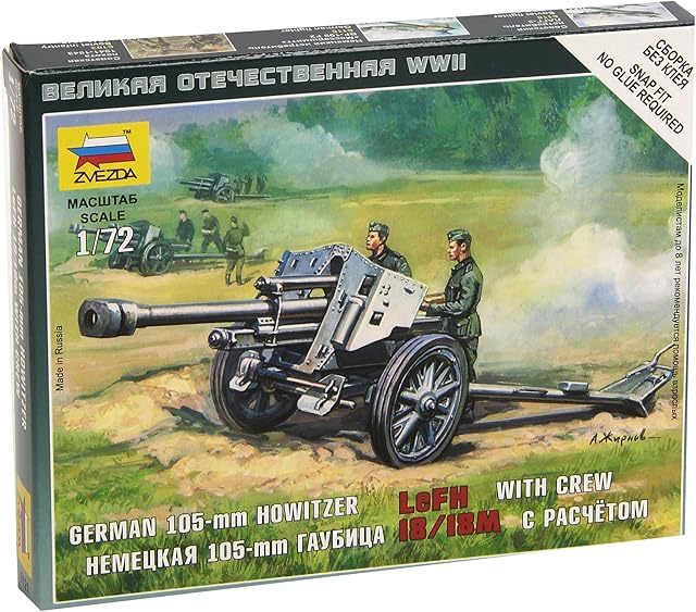 Zvezda 1/72 German 105-mm Howitzer LeFH 18/18m with crew model kit # 6121