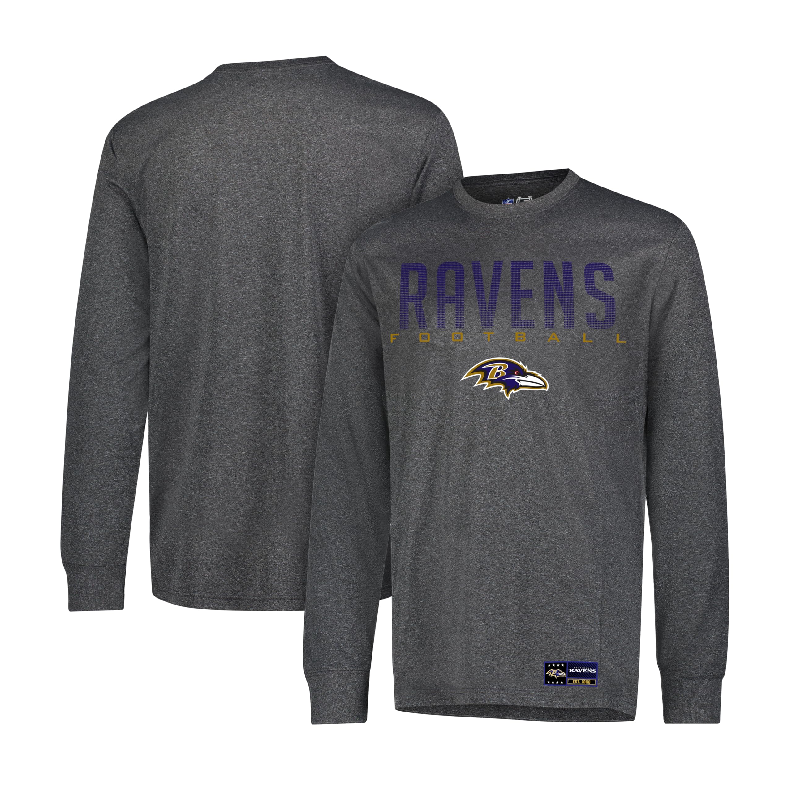 Close-up of the screen-printed team logo on the Ultra Game NFL Game Day Long Sleeve T-Shirt.