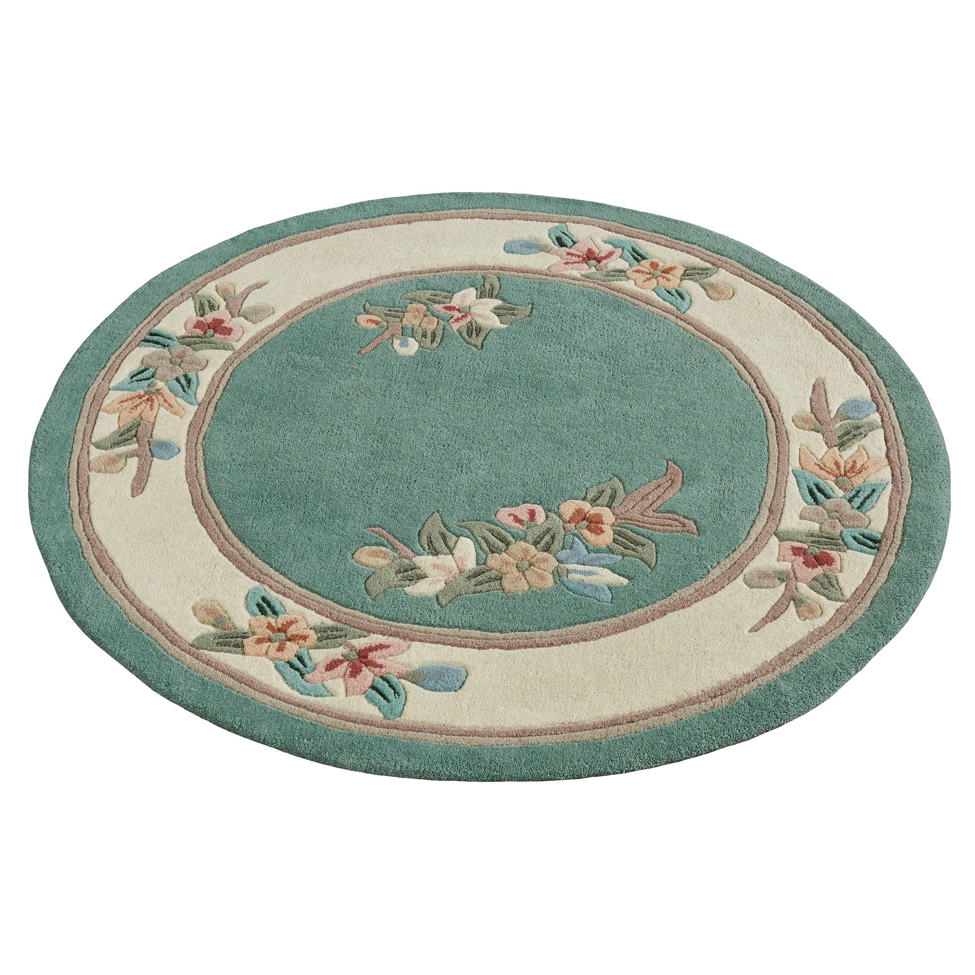 Amazon.com: Elegant Corner Floral II Round Rug | Classic Green | 3 feet ...