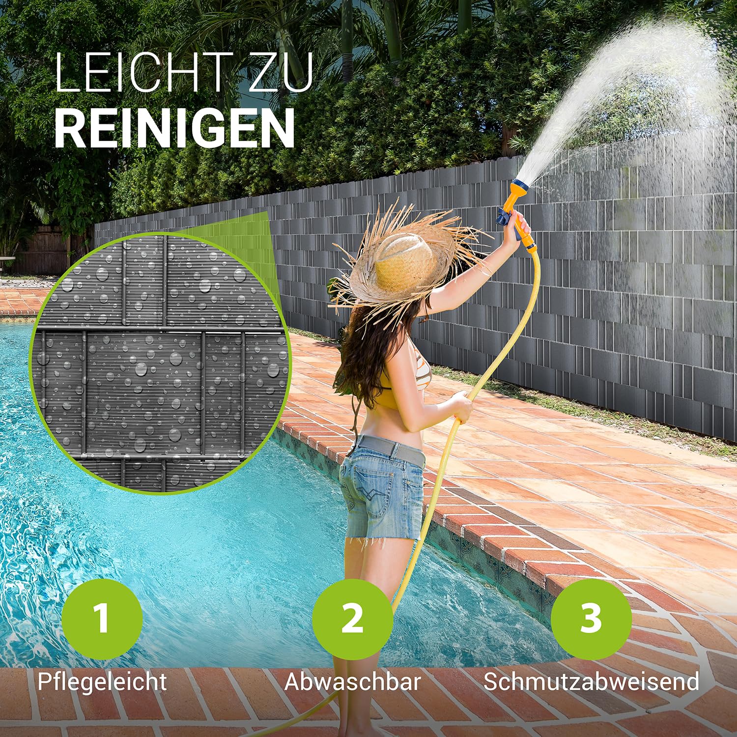 Juskys Sichtschutzstreifen für Doppelstabmatten 4er Set Anthrazit 35m x 19cm inkl. 30 Clips