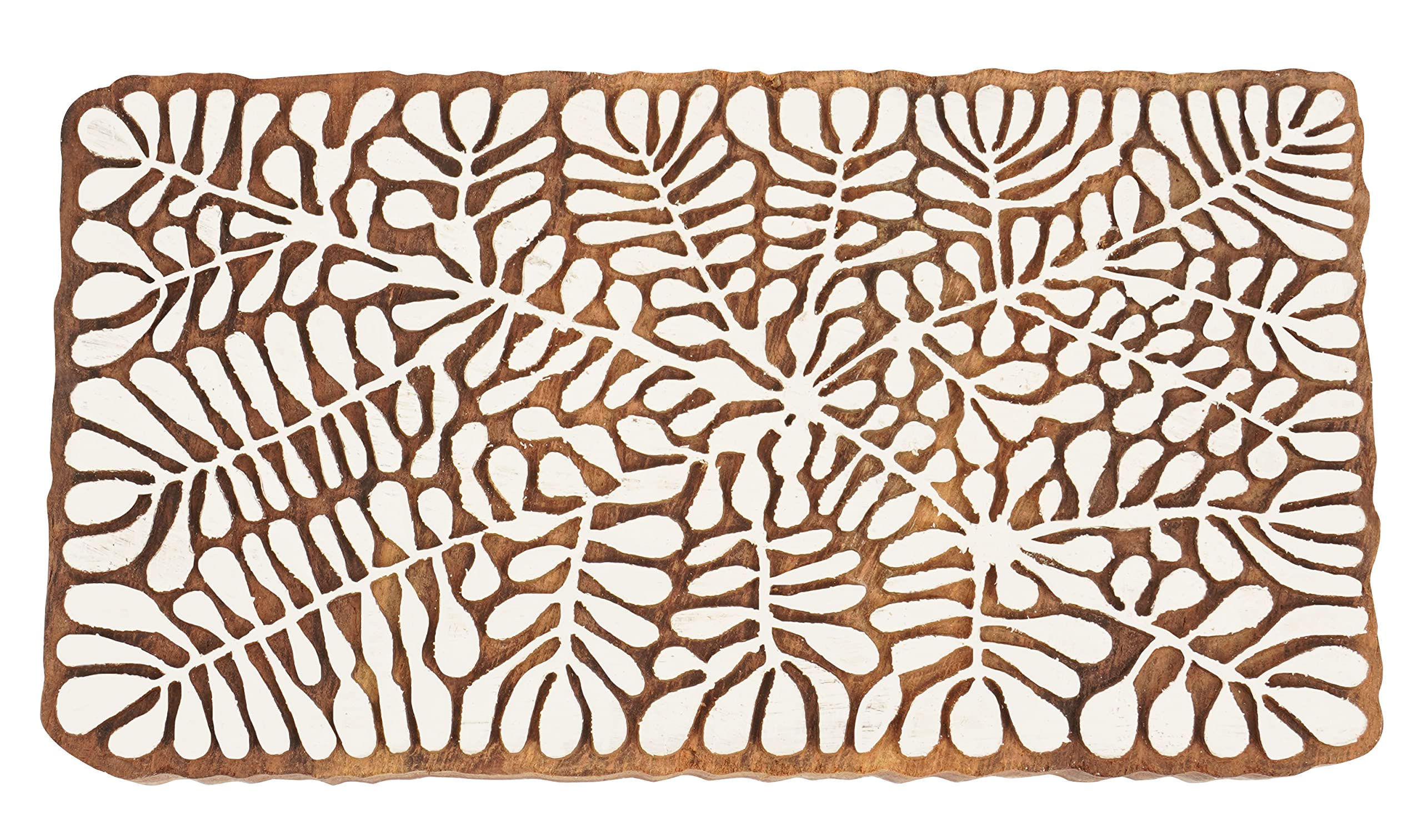 Tampon en bois sculpté main 6 pouces motif feuille tropicale