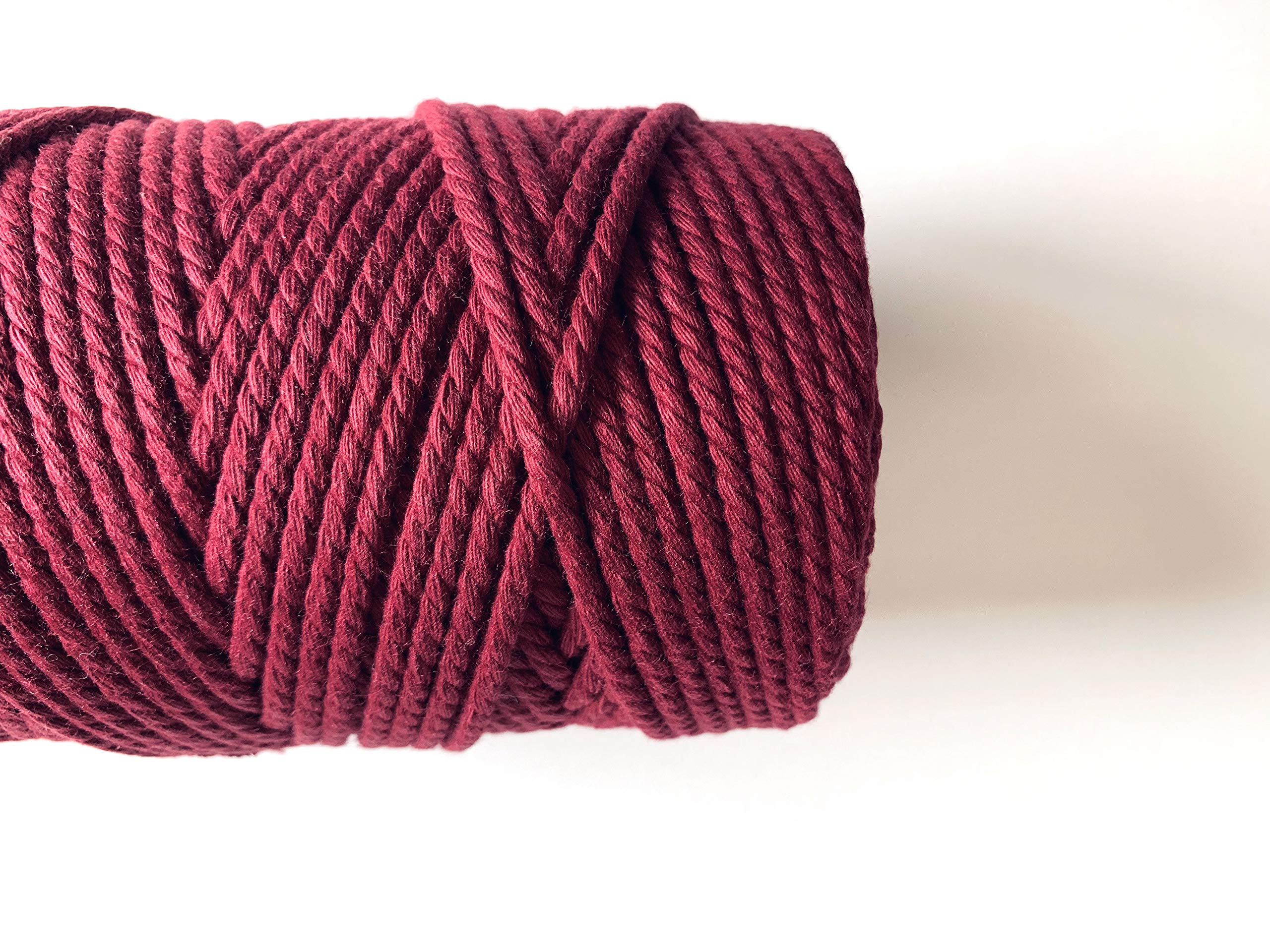 4mm 3 Strand Twisted Macrame Rope - Red Velvet/Burgundy