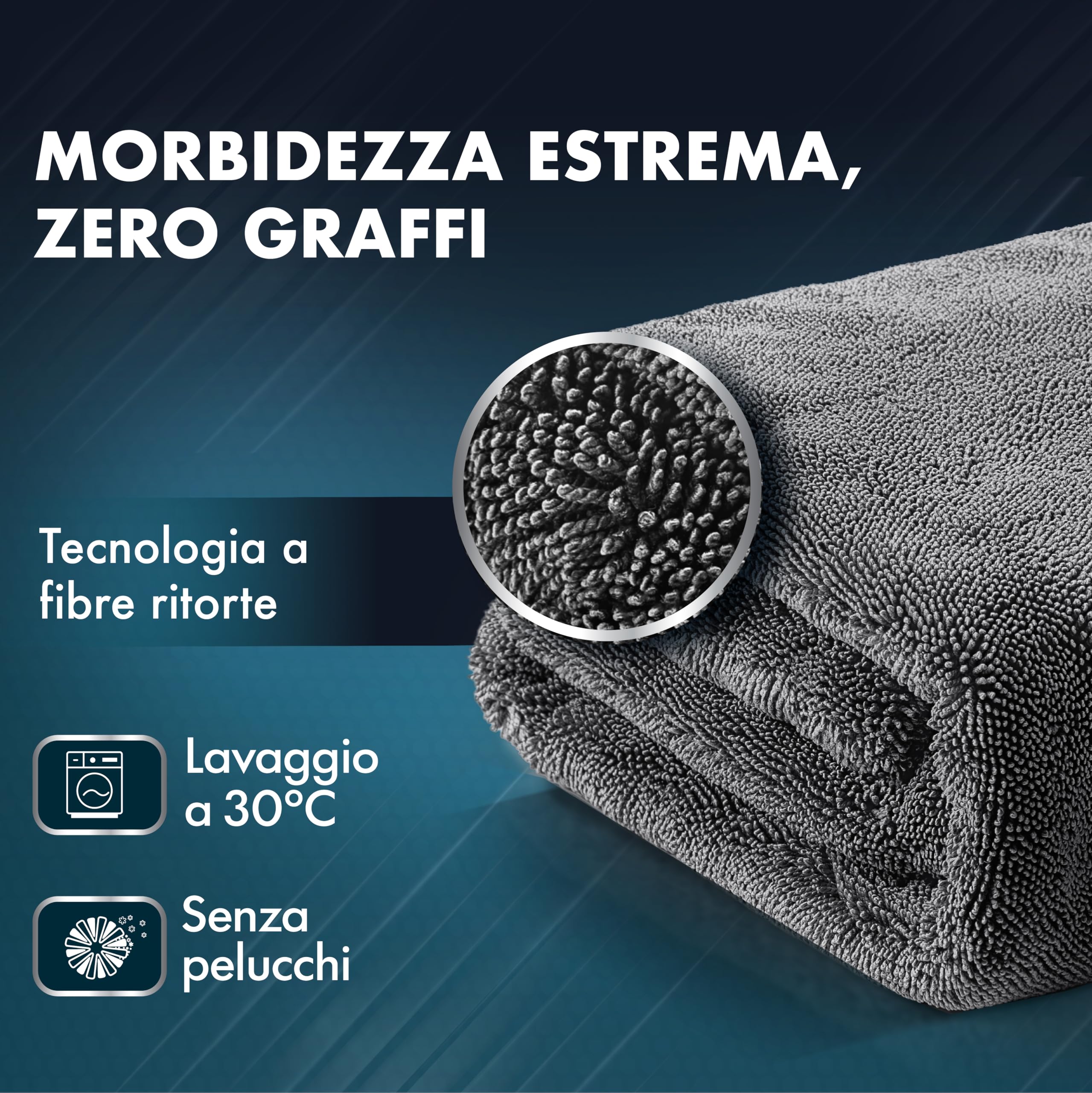 Panno Microfibra Auto XXL - 50x80 cm - 1800 g/m² Panno in Microfibra Ultra Assorbente - Pulizia Auto & Detailing