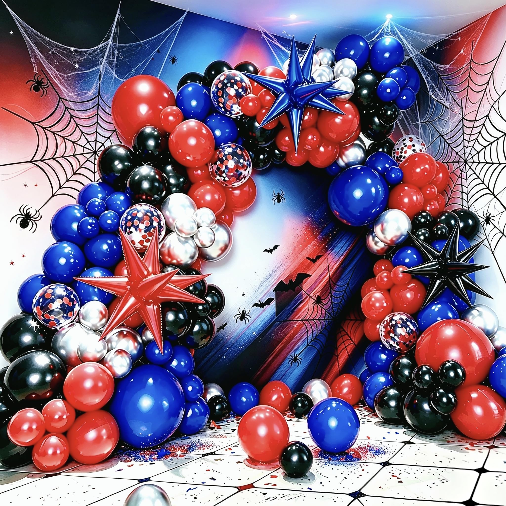140pcs Black and Red Blue Balloon Arch Kit, Birthday Party Balloons