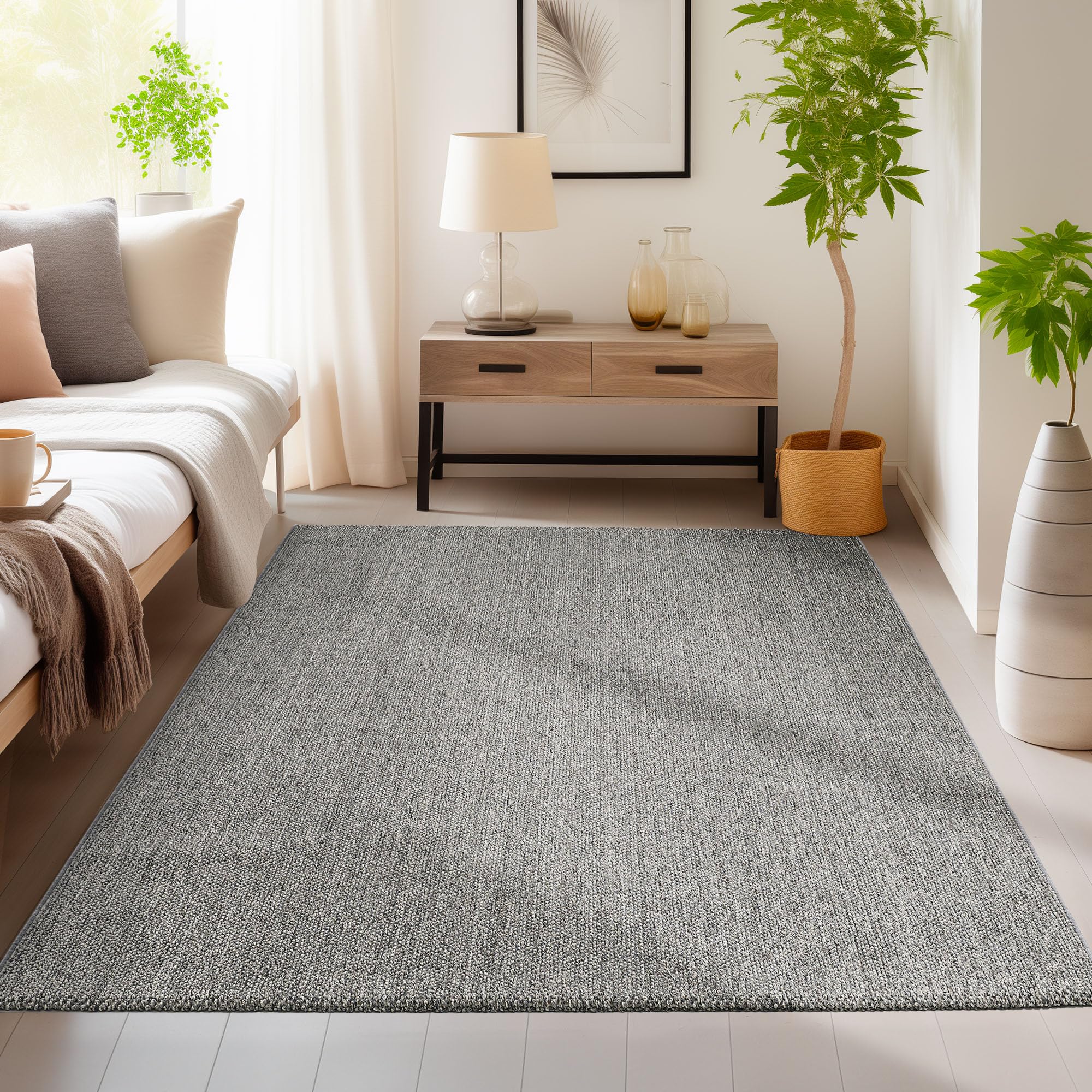 Homebyhome Moderner Wohnzimmer-Teppich Robuster, Einfarbiger Schlingenteppich mit Melierter Struktur Dekorativer Cut-Loop Teppich für EIN Stilvolles Ambiente