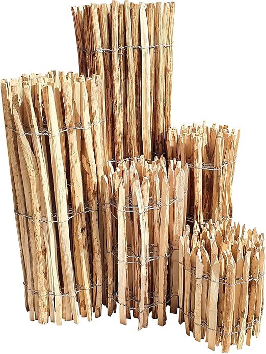Hazelnut Picket Fence 60 x 500 cm (Slat Spacing 35 cm) Roll Fence