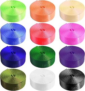 Grosun 12 Rolls Nylon Webbing 1 inch 3.3 Yards Heavy Duty Nylon Webbing Strap Nylon Belt for Indoor or Outdoor Gear, DIY Crafting, Repairing