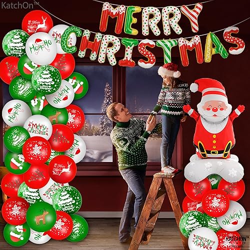 Miniatura 7 de KatchOn, Globos de Navidad de Papá Noel, paquete de 10, grandes, globos de papel de aluminio de Feliz Navidad, globos de Papá Noel, elfos, globos de