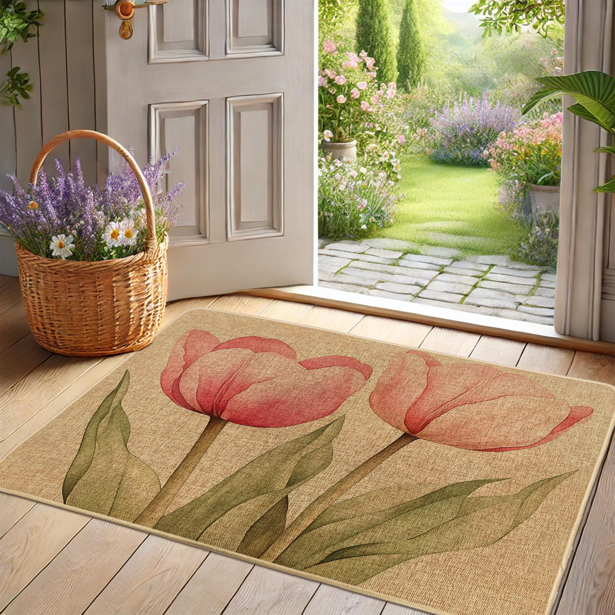 Paillasson tulipes pour une entrée de maison accueillante et propre en toute saison