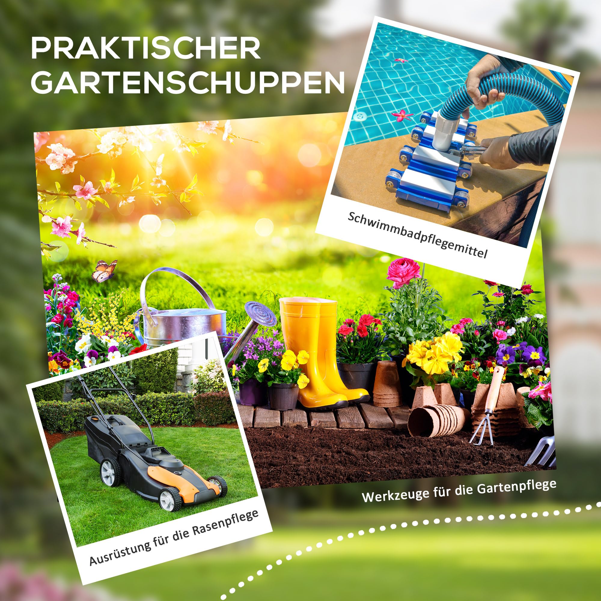 Outsunny Gerätehaus 1,54m³, Gartenhaus mit Pultdach, Boden 122 x 149 x 192/177 cm, wetterfest Geräteschuppen mit Abschließbar Tür, Fenster, Gartenschrank aus Kunststoff, für Hinterhof, Garten, Grau