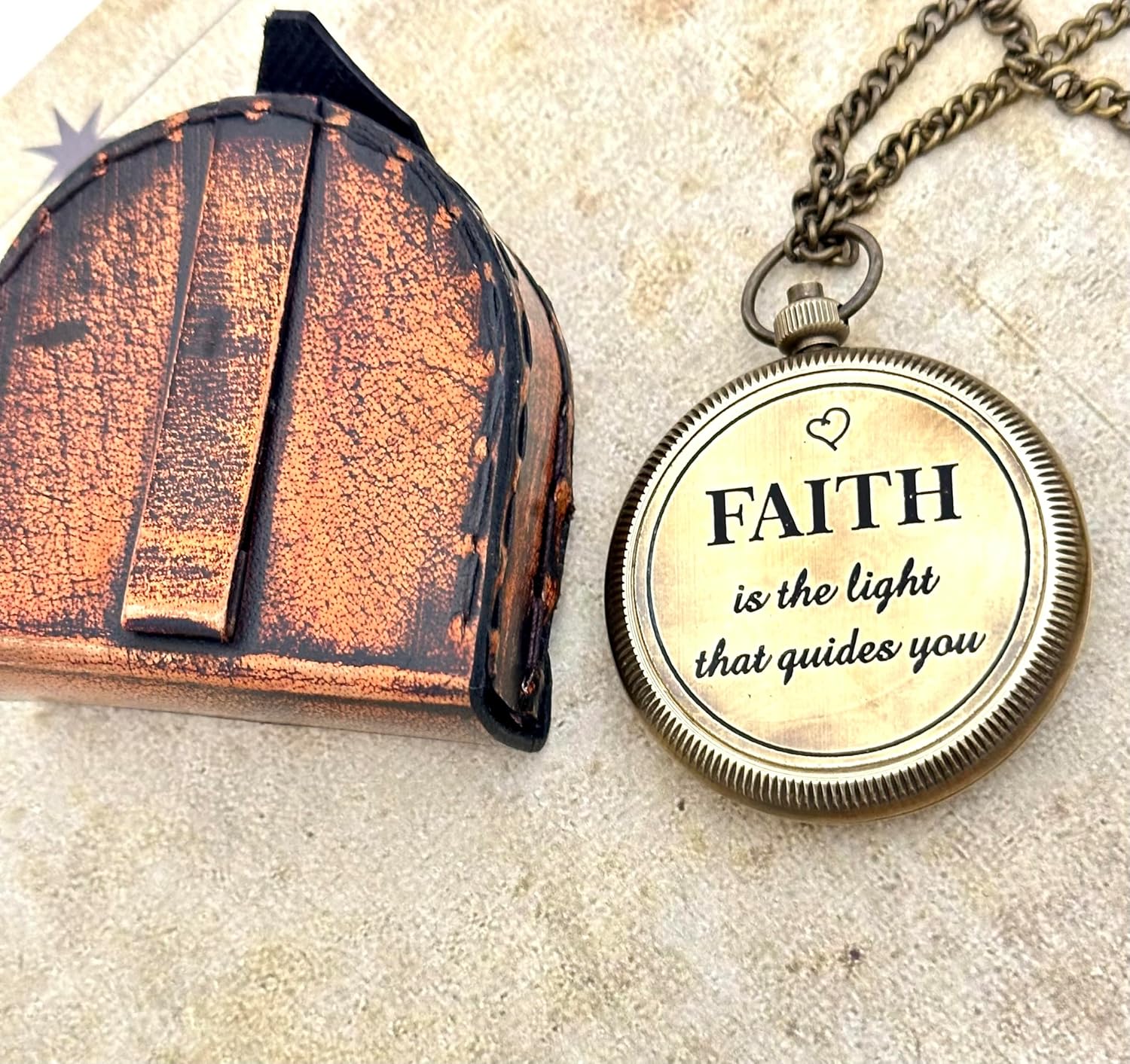 Faith Compass – Inspirational Gift for Men & Boys | Christian Baptism, Communion, Confirmation, or Graduation Present | “Faith is The Light That Guides You” Engraved | with Leather Box - Image 3