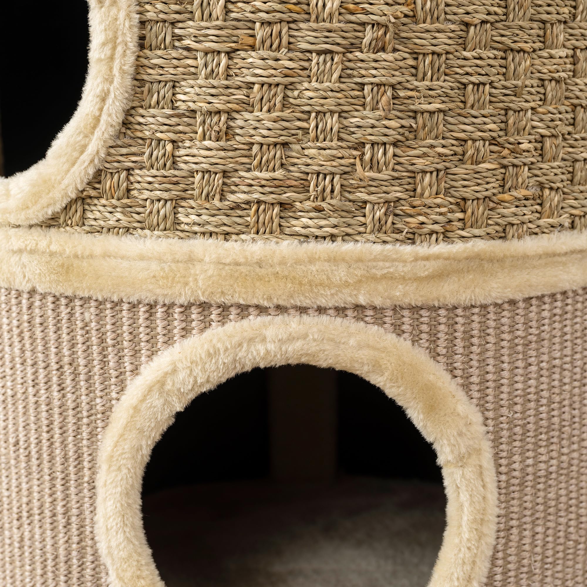 PawHut Tiragraffi per gatti, altezza 79 cm, diametro 45 cm, con corda in sisal a a 3 ripiani, per gatti grandi, cachi e caffè