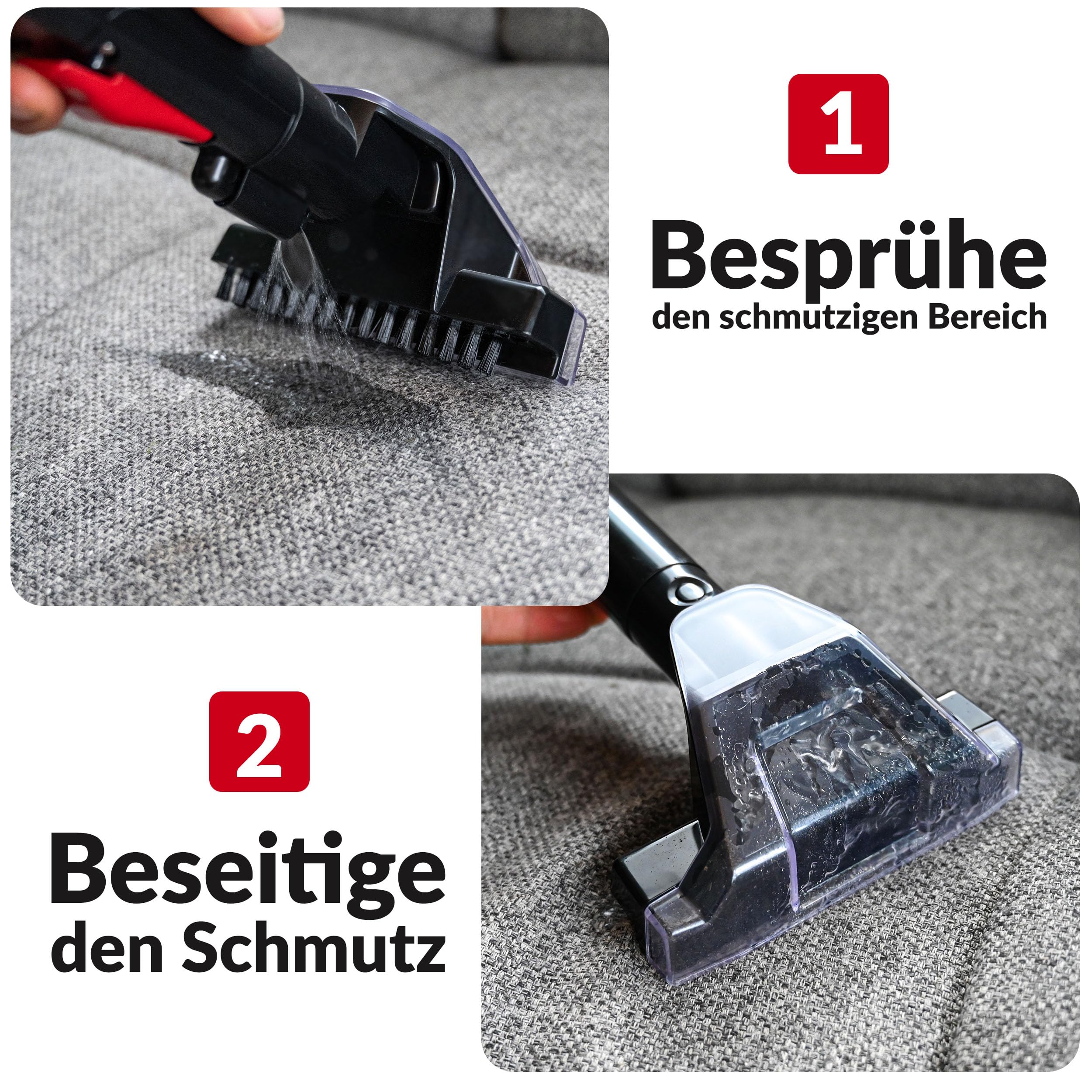 LEHMANN EasyWash Teppichreiniger & Polsterreiniger 2-in-1 Spot Clean Waschsauger, Nass-/Trockensauger 750W, Zwei-Tank-System, Fleckenentferner für Sofa, Teppich & Auto, inkl. Aufsätze