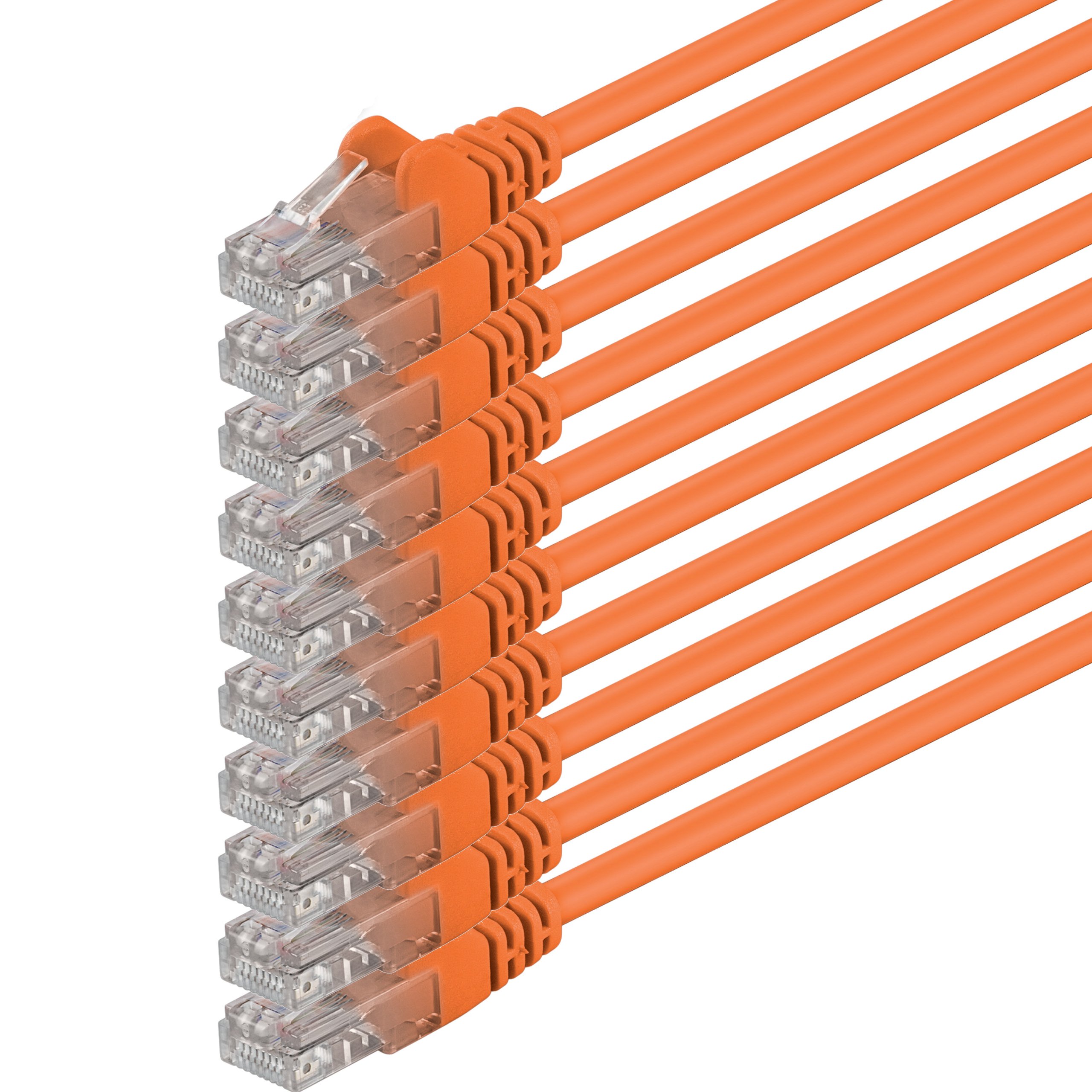 1aTTack.de 10m - orange - 10 Stück - (PACK) - CAT.6 CAT6 Ethernet-Lan-Netzwerk-Kabel 1000 Mbit/s Patchkabel