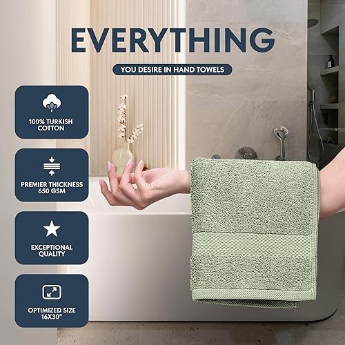 Miniatura 79 de Juego de toallas de mano White Classic de lujo, set de toallas para el baño, hotel, spa, cocina, de algodón egipcio circular, 40cm x 76cm, set de 6