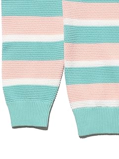 Multi Stripe Cotton Crewneck Sweater 38-15-0265-156 38150265156: Pink Multi Stripe Cotton Crewneck Sweater 38-15-0265-156 38150265156: Pink