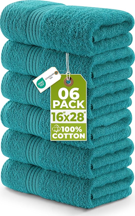 Utopia Towels 6 Piece Premium Hand Towels Set, 16 by 28 inches, 100% Ring Spun Cotton, Lightweight and Highly Absorbent Towels for Bathroom, Travel, Camp, Hotel, and Spa, Grey