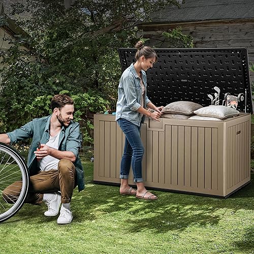 Vista 3 de YITAHOME Caja grande de cubierta de 230 galones con divisor y asas laterales, almacenamiento de doble pared al aire libre para cojines de muebles