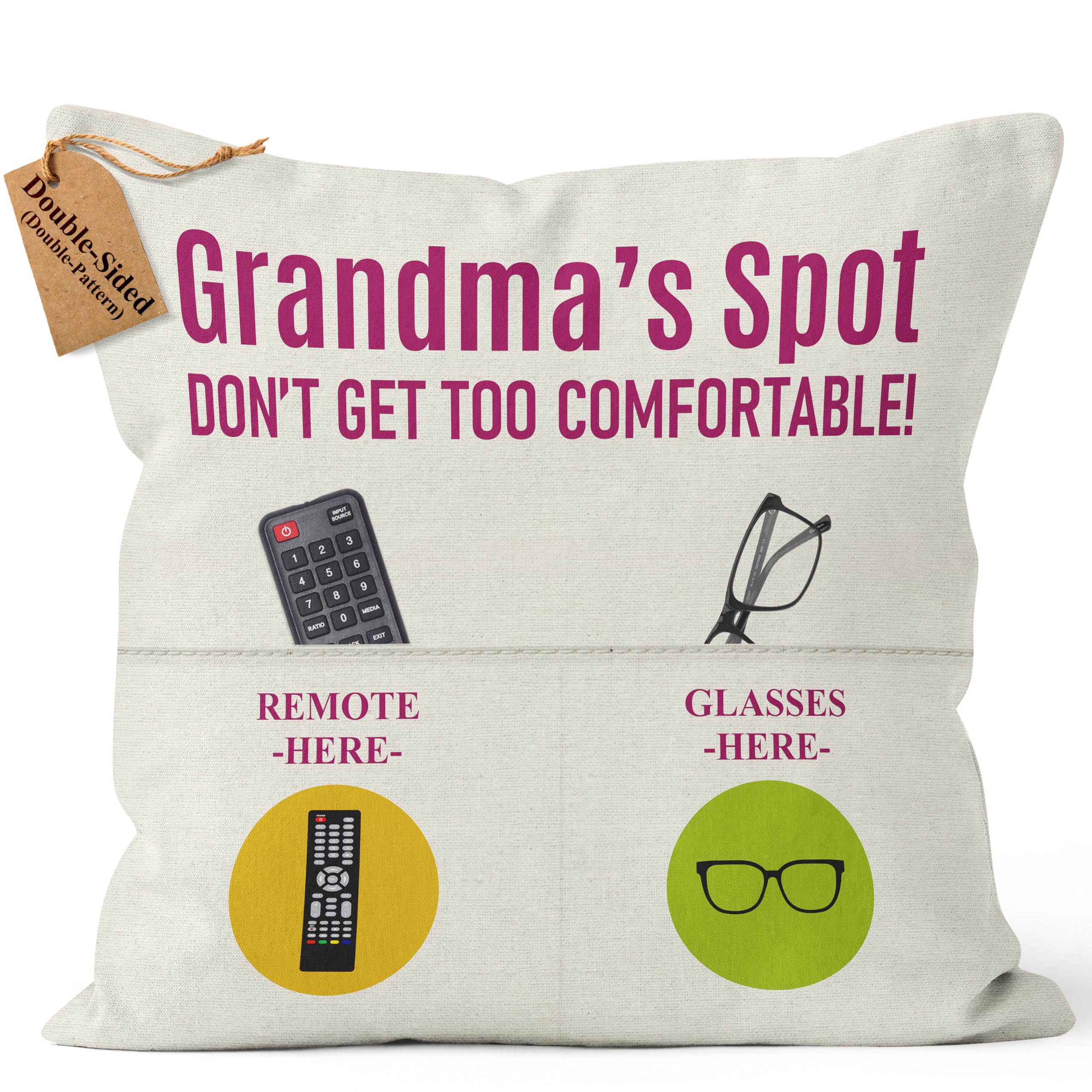 Kies Grandma's Spot Crownly® (Double-Sided) Grandma Gifts With Pockets Cushion Cover 18X18 From Grandchildren Birthday Great Mothers Day Funny Gifts