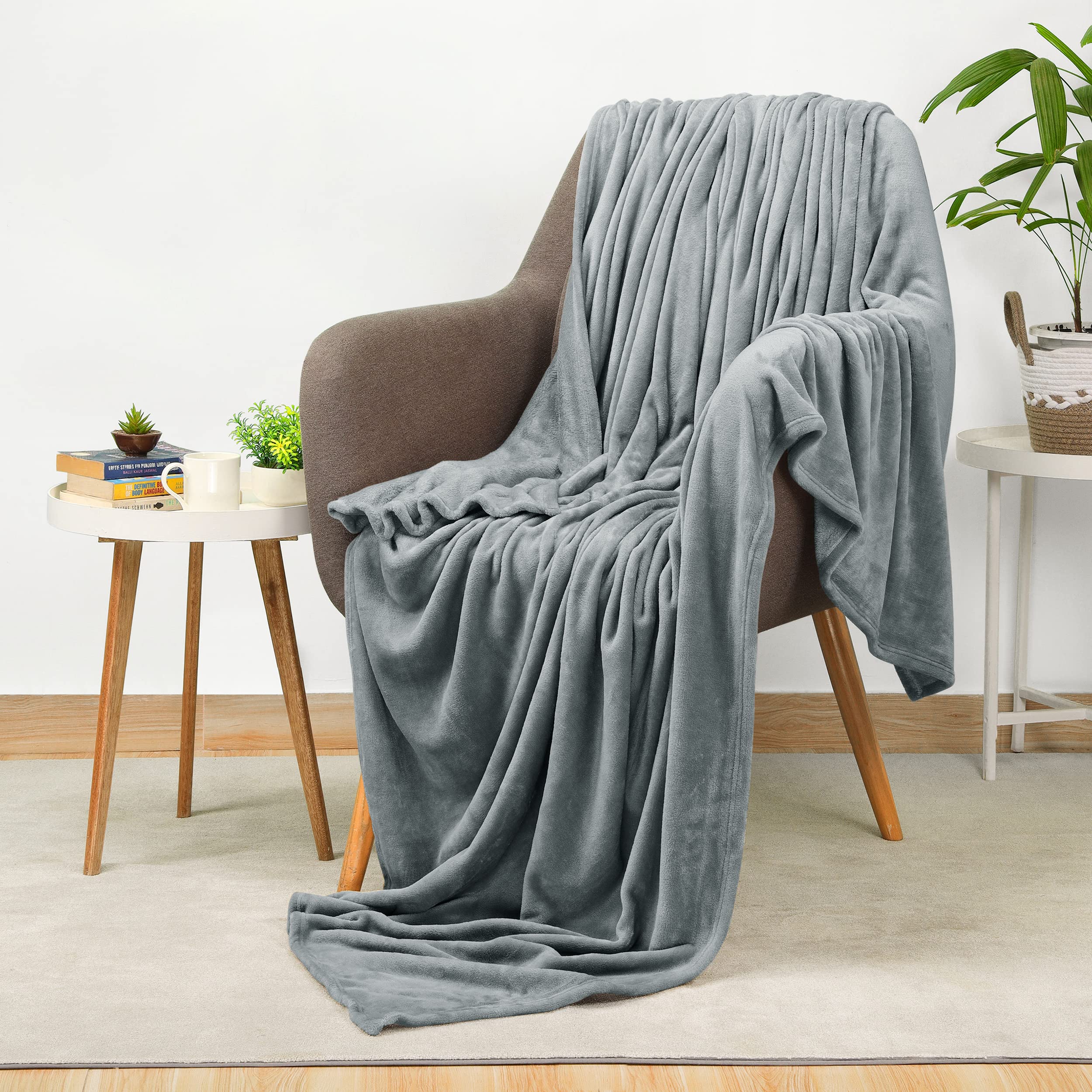 Utopia Bedding Fleece Blanket Throw Size Ash Grey 300GSM Luxury Fuzzy Soft Anti-Static Microfiber Bed Blanket (60x50 Inches)