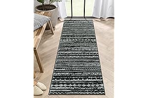 Wonnitar Washable Rug Runners 2x6,Moroccan Black Runner Rug
