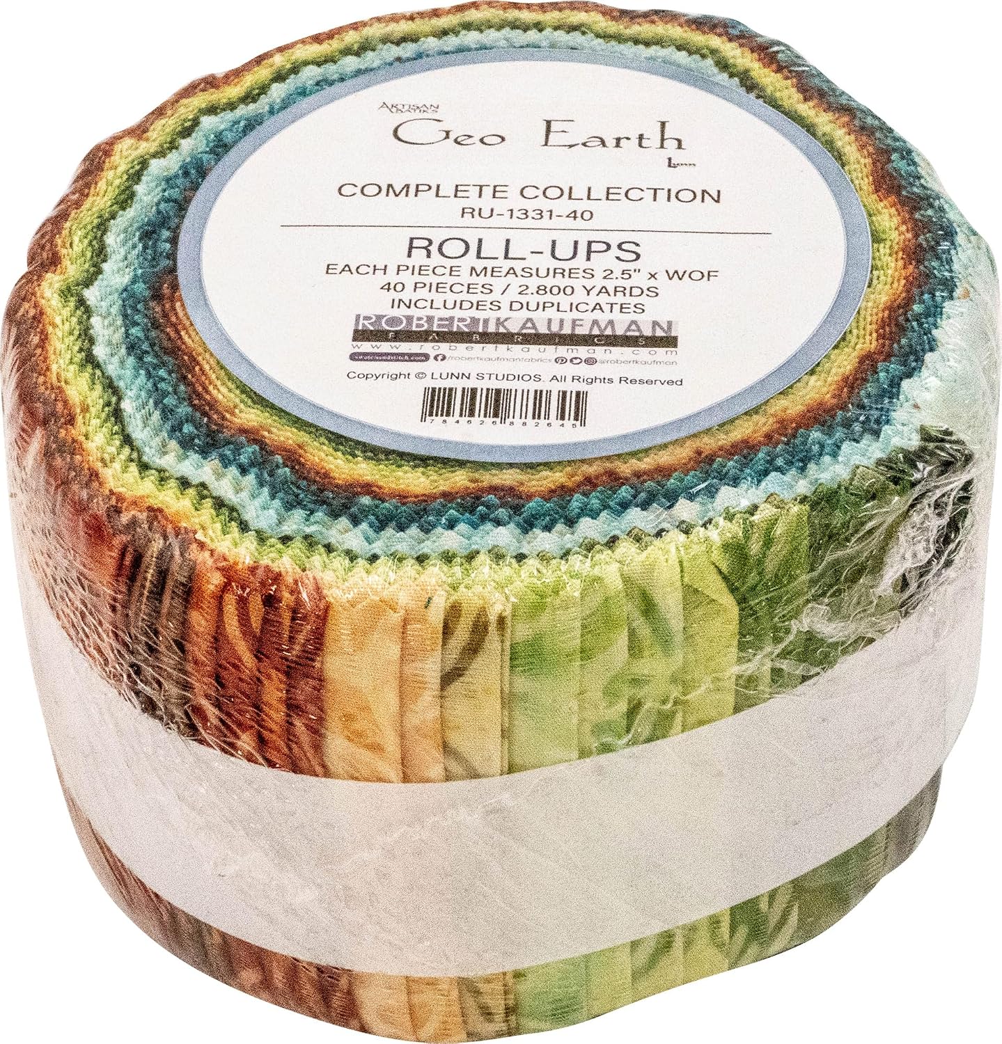 Lunn Studios Artisan Batiks Geo Earth 40 2.5-inch Strips Jelly Roll Robert Kaufman RU-1331-40