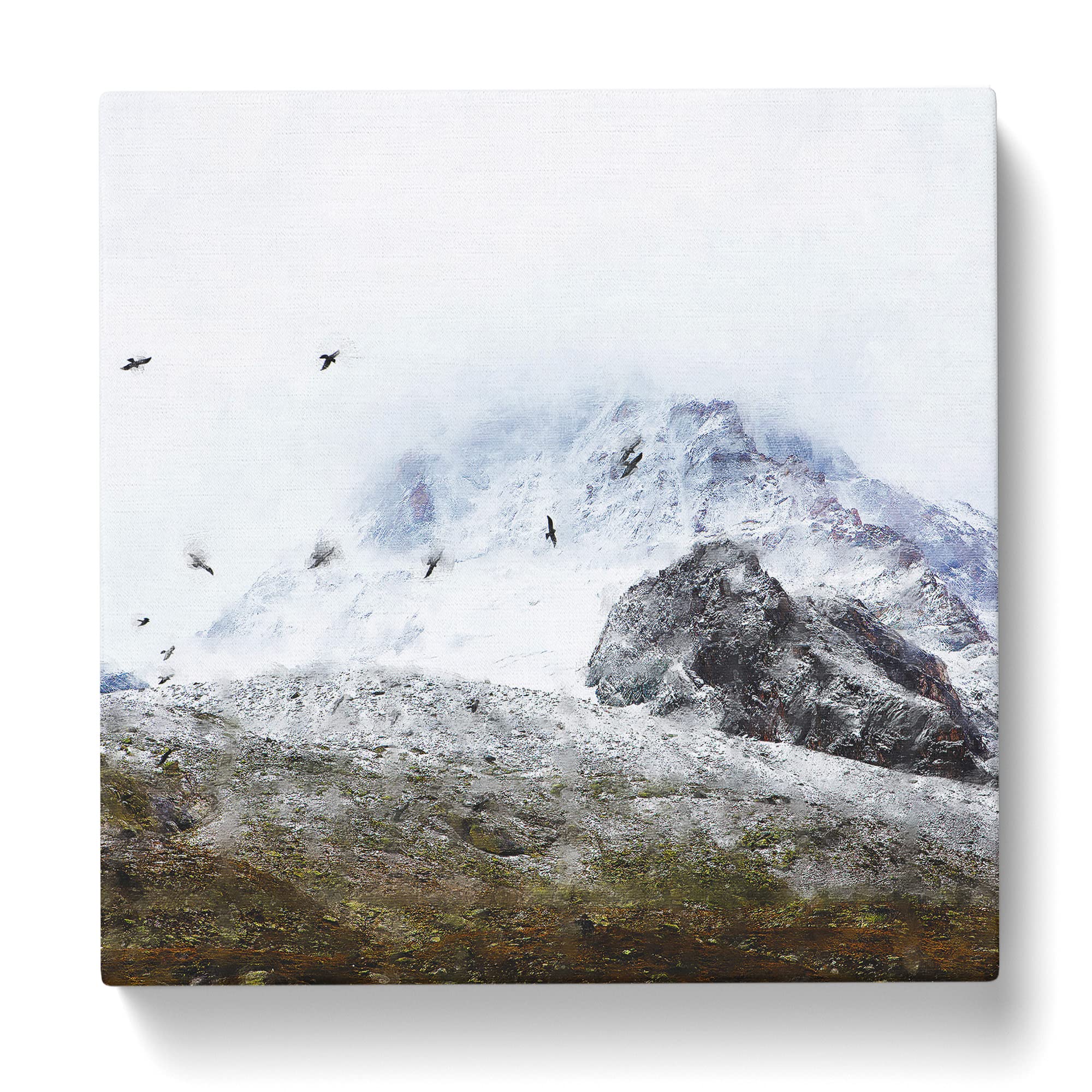The Swiss Alps with a Flock of Birds Canvas Print, Mixed, 35L x 35W cm - Image 3