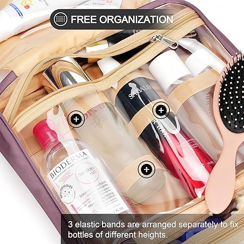 Miniatura 5 de Neceser colgante de viaje para mujer, con capacidad para champú de tamaño completo, con compartimento organizador de joyas, bolsa de maquillaje