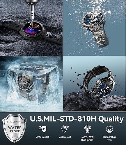 Miniatura 4 de OUKITEL Reloj inteligente con GPS para hombre, pantalla AMOLED de 1.43 pulgadas, reloj militar impermeable 5ATM, más de 150 modos deportivos, pista