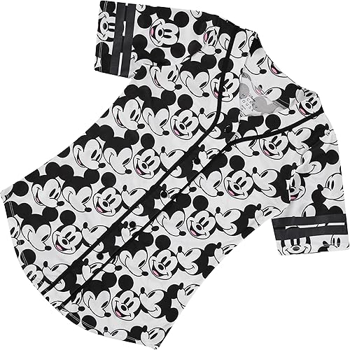 Miniatura 6 de Disney Womens Baseball Jersey Shirt Ladies Mickey & Minnie Mouse Button-Up Fashion Top, Classic Retro Style