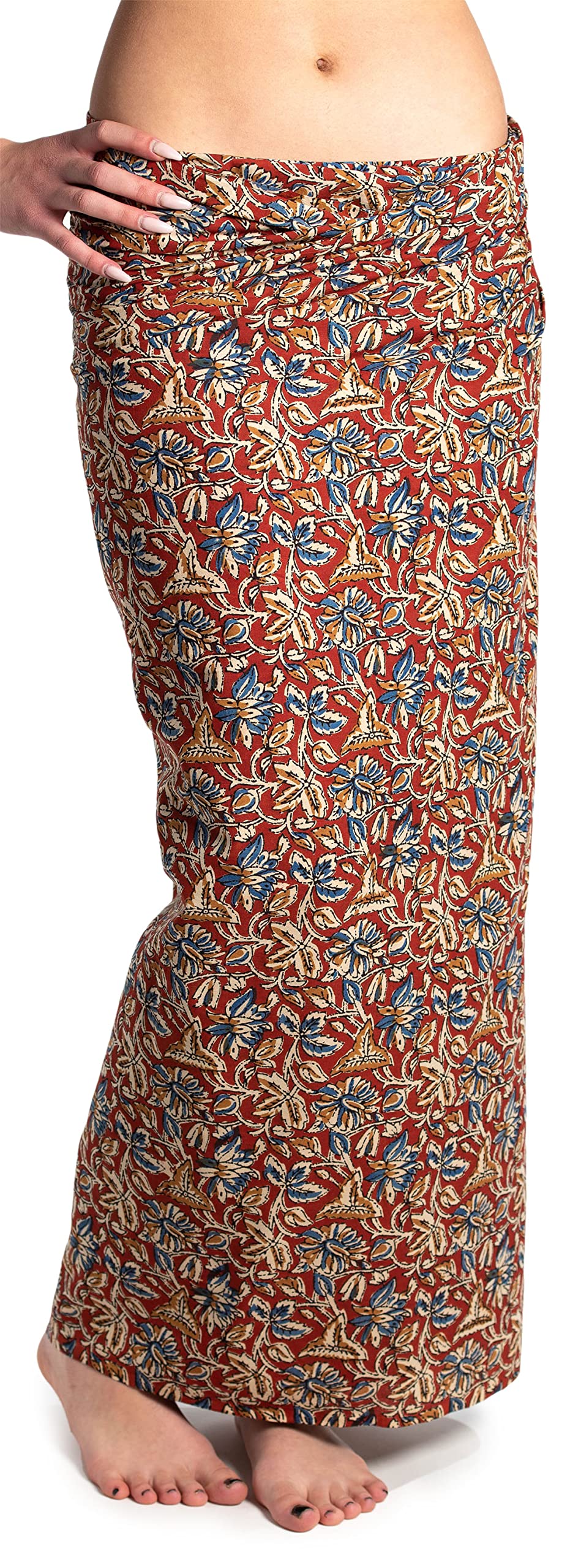 ufash Pareo - Falda Sarong Unisex de la India, con Estampado a Mano Tradicional - Muchos diseños Diferentes