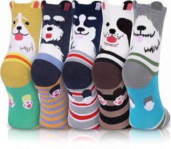 YSense Womens Cute Fun Animal Socks, Soft Breathable Cat Dog Socks Gifts