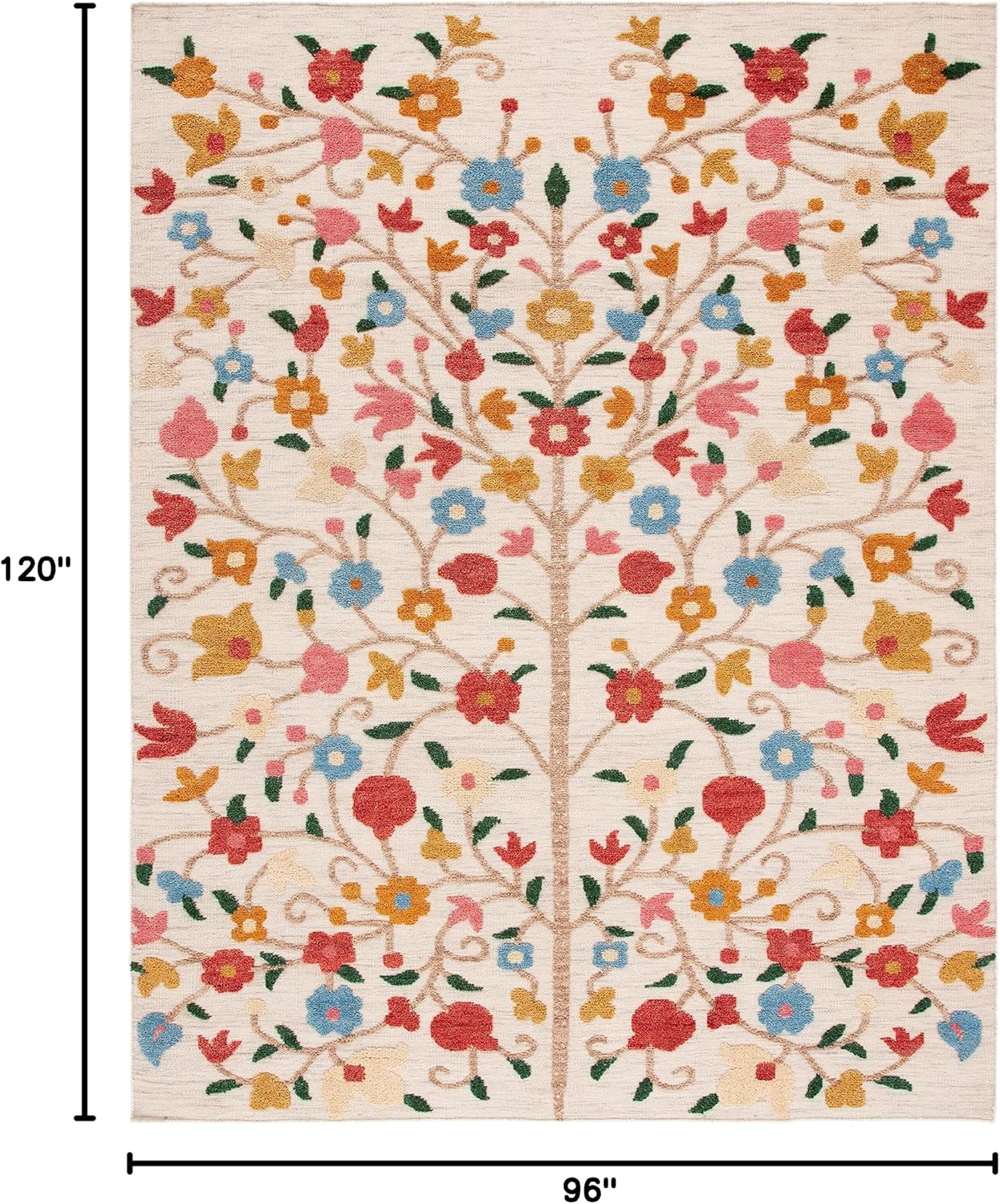SAFAVIEH Area Rug 8x10 - Kenya Collection - Large - Ivory & Pink, Hand-Knotted Wool, Floral Design, Ideal for Living Room, Bedroom, Dining Space (KNY640B)