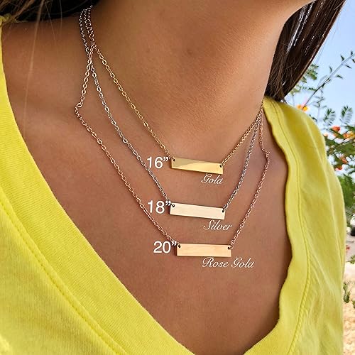 Miniatura 8 de Mama Duck with Ducklings Jewelry for Women, Mother's Horizontal Bar Necklace, Silver, Rose Gold or Yellow Gold in 16, 18, or 20 inch