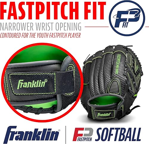 Miniatura 5 de Franklin Sports - Guantes de softball de la serie profesional Fastpitch, mano derecha o izquierda, tallas para adultos y jóvenes de 11, 11.5, 12,