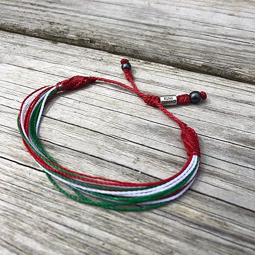 Vista 129 de Rumi Sumaq Pulseras con lazo de bandera del orgullo y el país, macramé tejida anudada a mano, cola de pez y trenzada, pulseras unisex ajustables